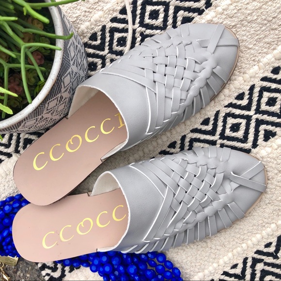 New! “Faye” Huarache Sandal Flats in Light Grey - Picture 9 of 12